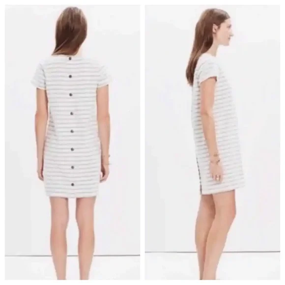 Madewell Button Back Striped T-Shirt Dress Small - Picture 1 of 8